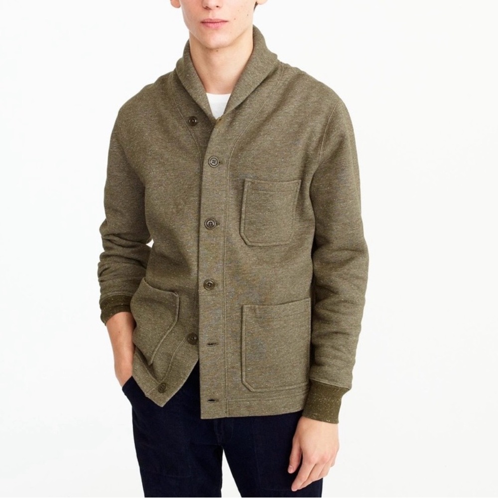 J Crew Vintage Fleece Shawl Collar Cardigan Jacket Preppy Business Casual